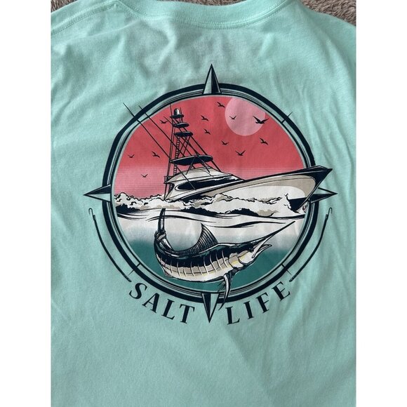 SALT LIFE Women's Maritime Marlin Long Sleeve V-Neck Tee Size M - Picture 9 of 11